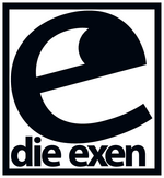 Logo: die exen als Vektorgrafik. Schwarz auf weiß und weiß auf schwarz.