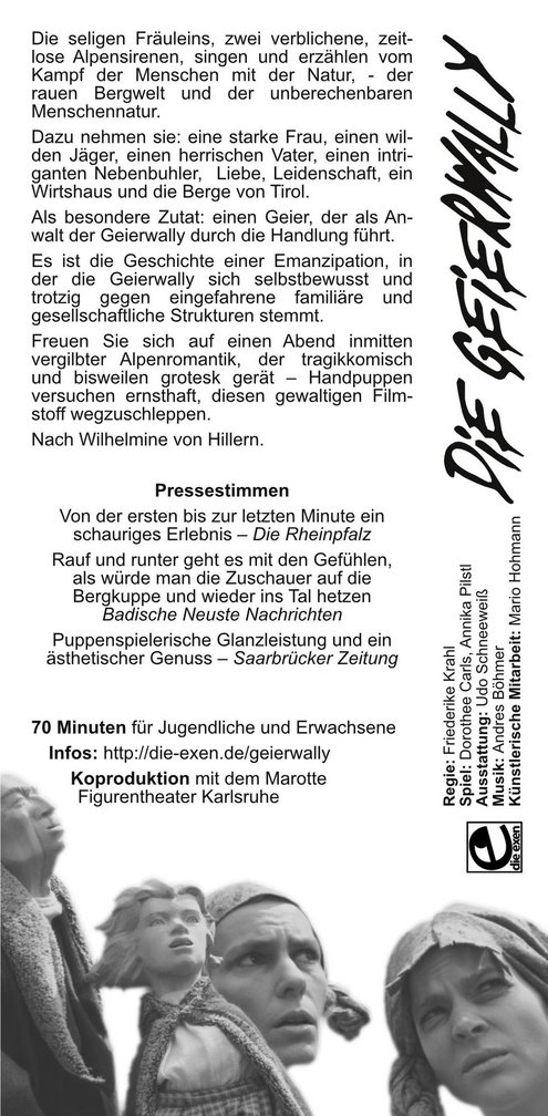 Download: Die Geierwally, Puppentheater: der Flyer.